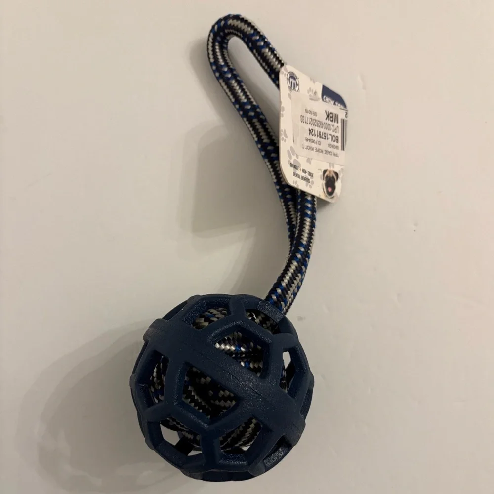 Macy’s Real Simple Round Rope Dog Chew Tugging Toys Blue White NWT M L